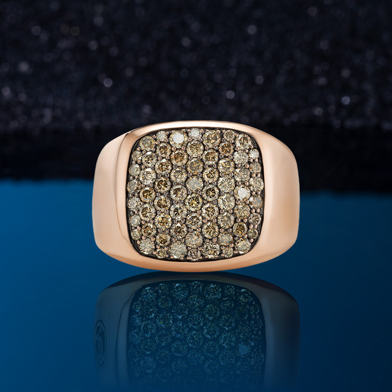 Champagne Diamond Men's Square Ring