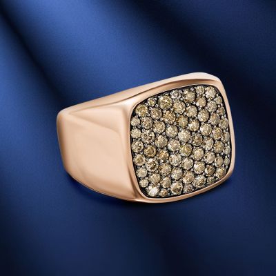 Champagne Diamond Men's Square Ring