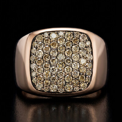 Champagne Diamond Men's Square Ring