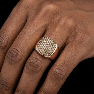 Champagne Diamond Men's Square Ring
