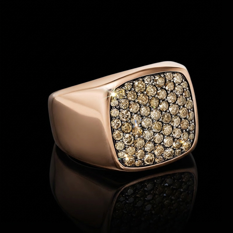 Champagne Diamond Men's Square Ring Champagne Diamond Men's Square Ring