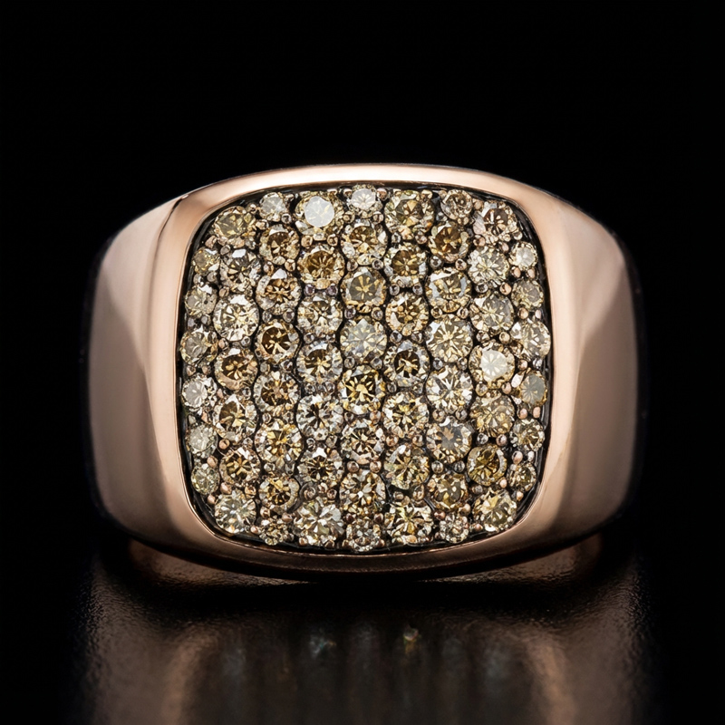 Champagne Diamond Men's Square Ring Champagne Diamond Men's Square Ring