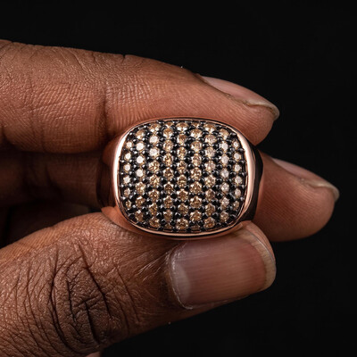 Champagne Diamond Men's Square Ring