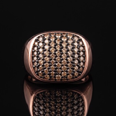 Champagne Diamond Men's Square Ring