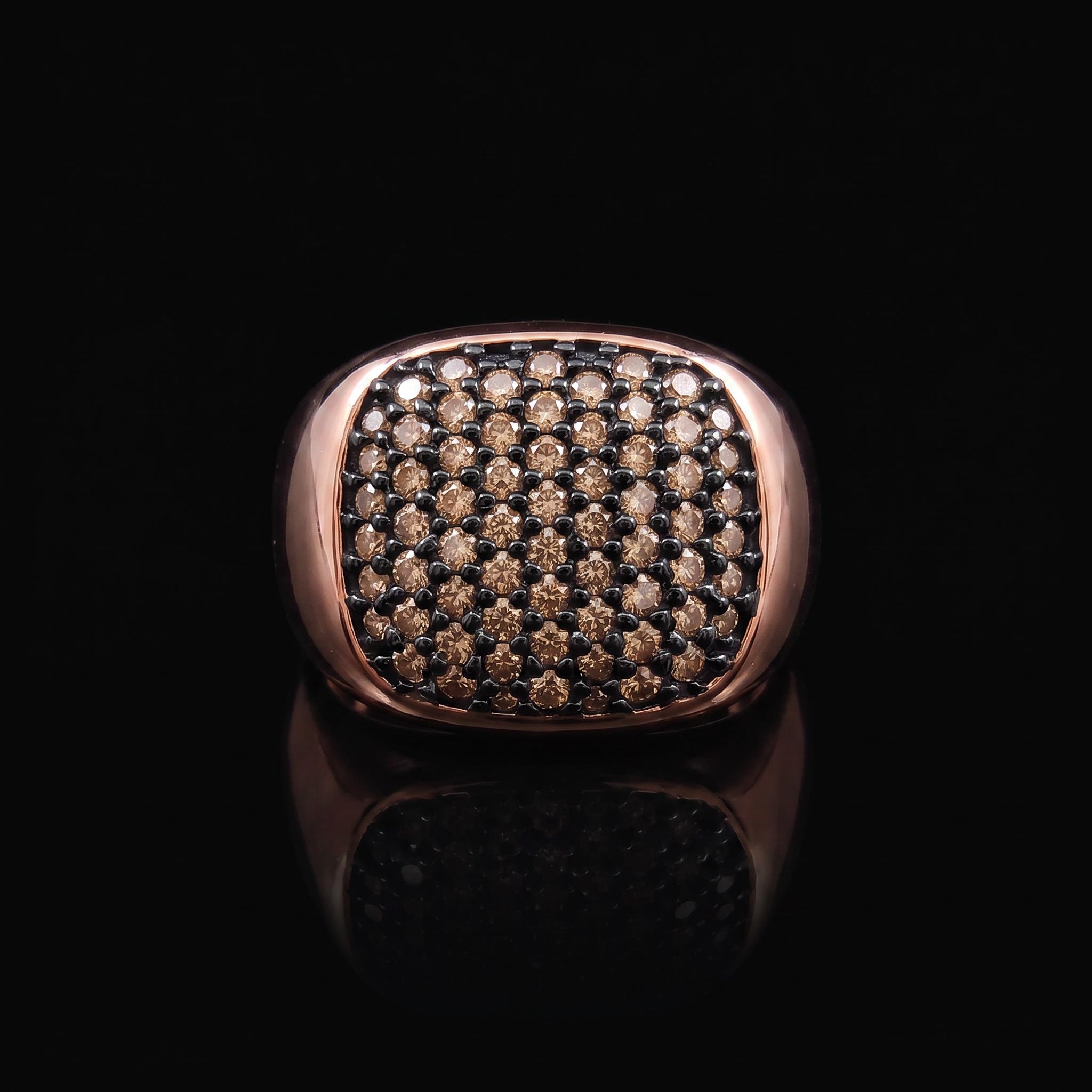 Champagne Diamond Men's Square Ring