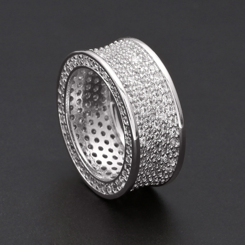 Iced Concave Band Ring