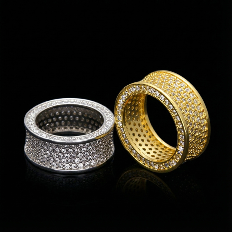 Iced Concave Band Ring