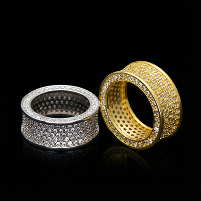 Iced Concave Band Ring