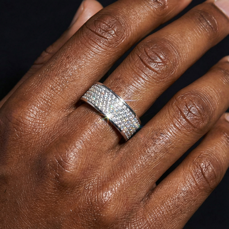 Iced Concave Band Ring