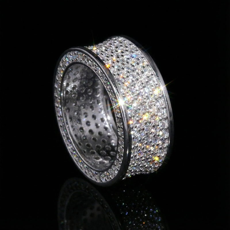 Iced Concave Band Ring