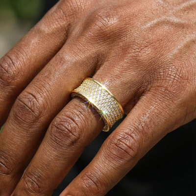 Iced Concave Band Ring