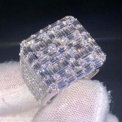 Moissanite Full Ice Out Baguette Cut Ring