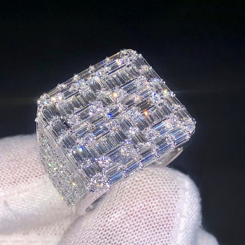 Moissanite Full Ice Out Baguette Cut Ring