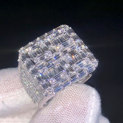 Moissanite Full Ice Out Baguette Cut Ring