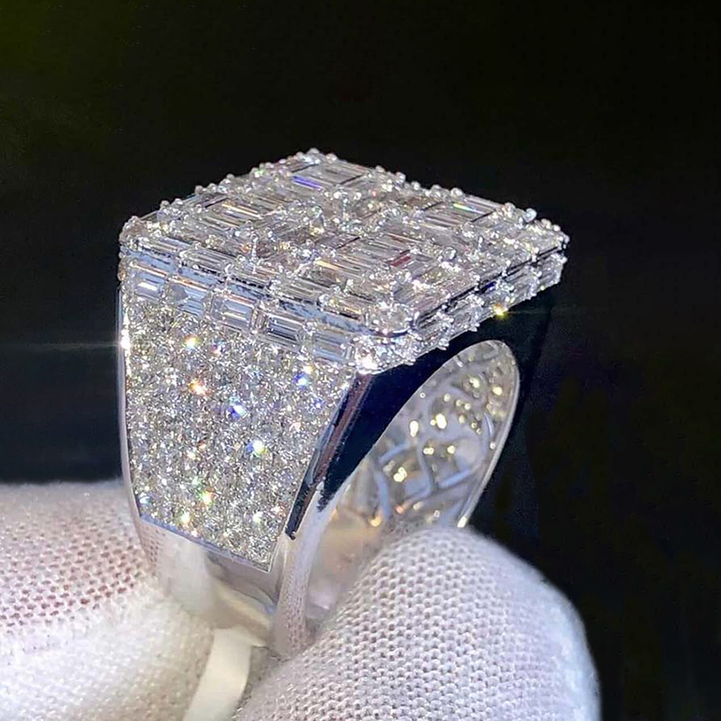 Moissanite Full Ice Out Baguette Cut Ring