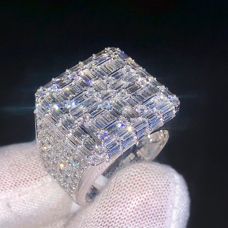 Moissanite Full Ice Out Baguette Cut Ring