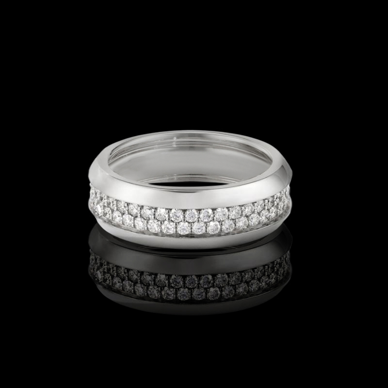 2.4CTW White/Black Diamond  Two Row Band Ring