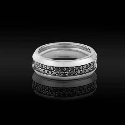 2.4CTW White/Black Diamond  Two Row Band Ring