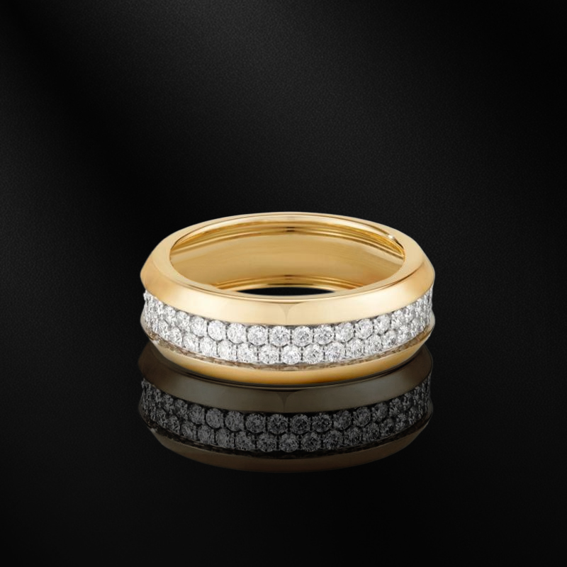 2.4CTW White/Black Diamond  Two Row Band Ring