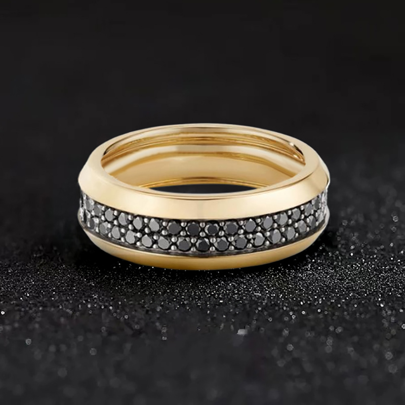 2.4CTW White/Black Diamond  Two Row Band Ring