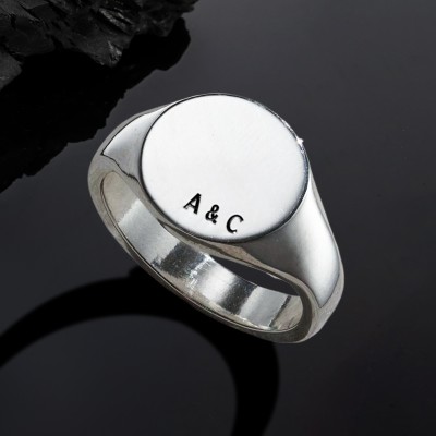 Circle Initial Signet Ring