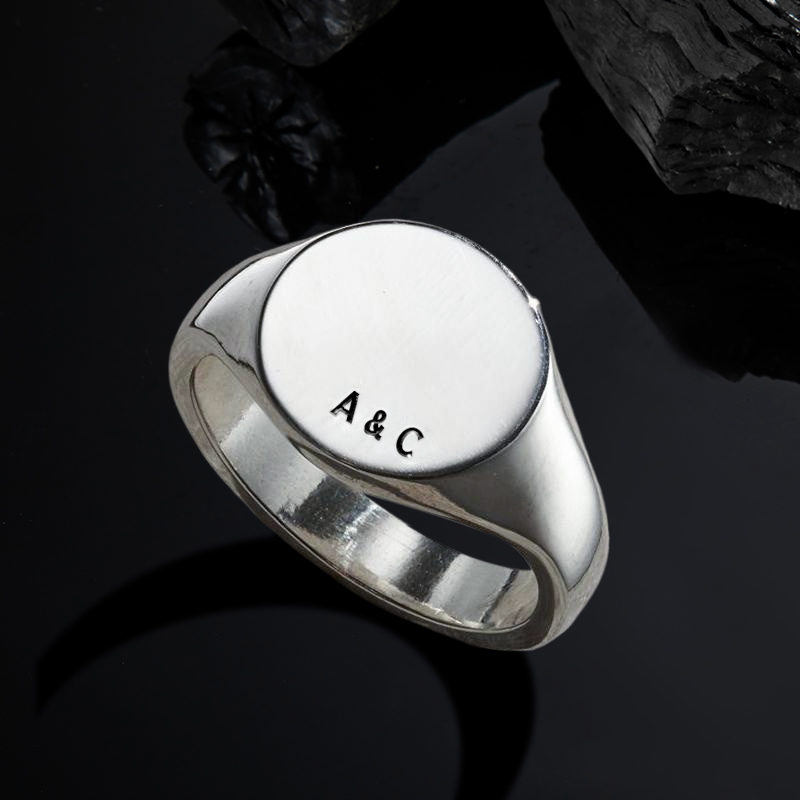 Circle Initial Signet Ring