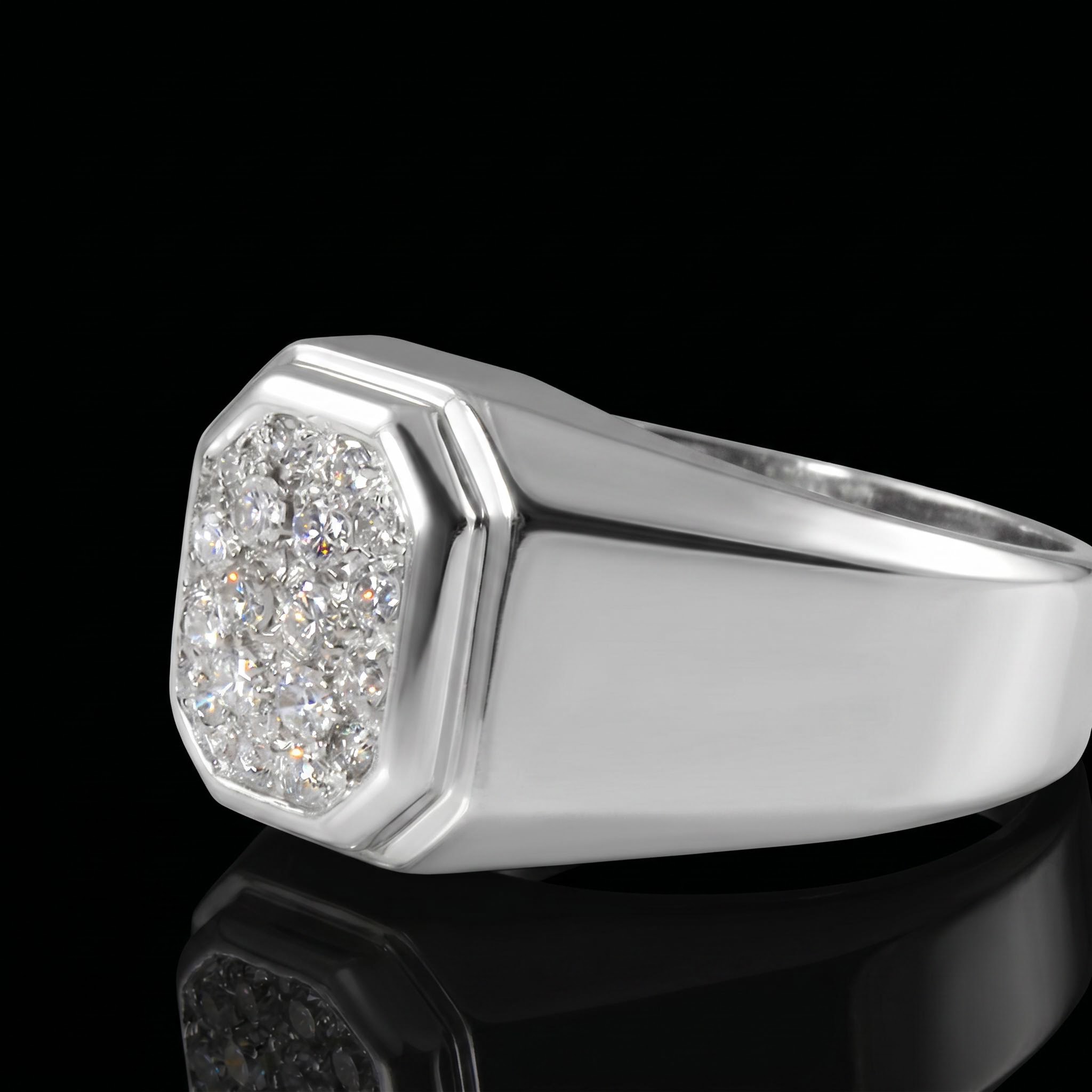 0.42 CTW White Diamond Cluster Signet Ring 0.42 CTW White Diamond Cluster Signet Ring