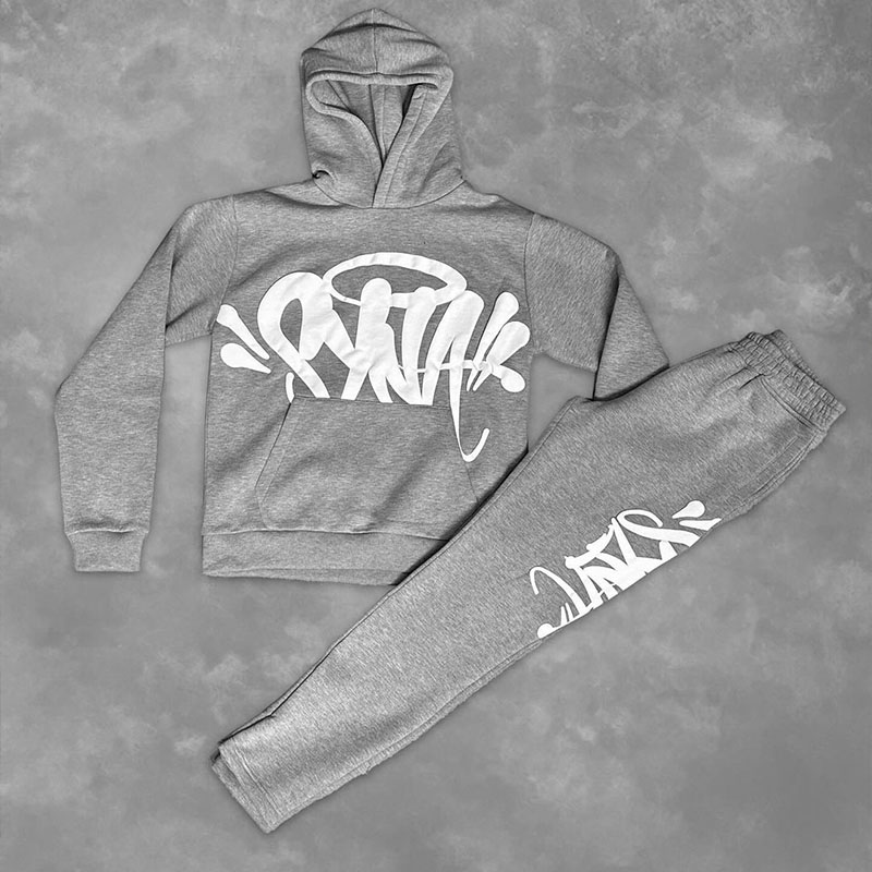 Vintage Hip Hop Letter Print Hoodie Set