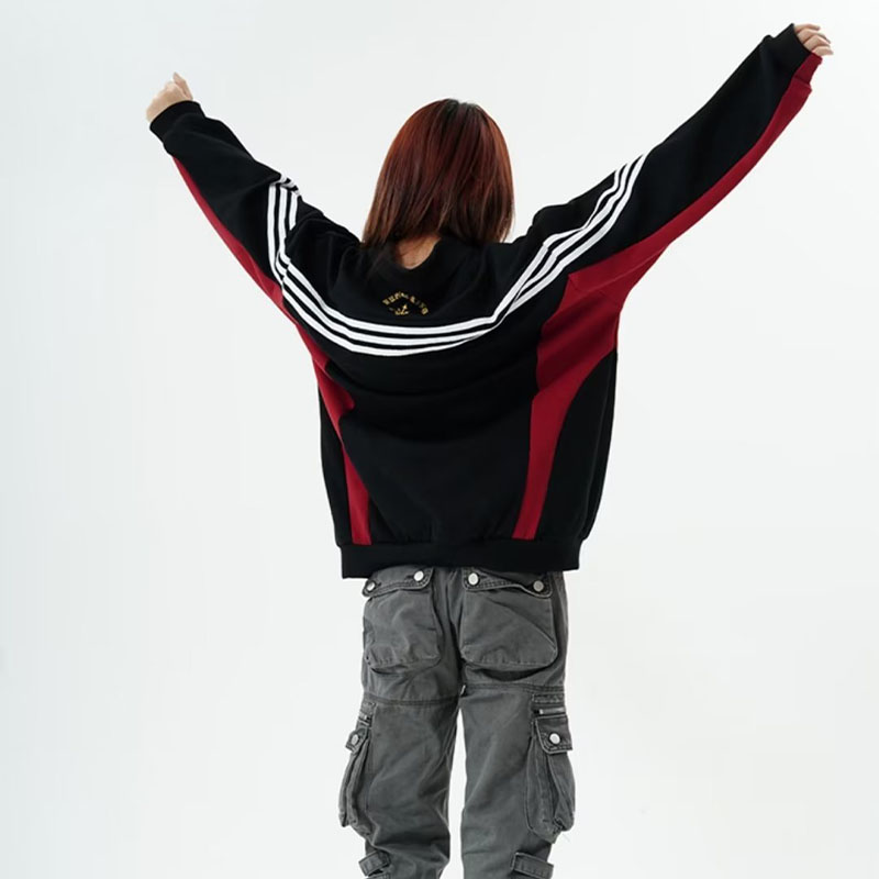 Hip Hop Color Blocked Racing Sweatshirt Set