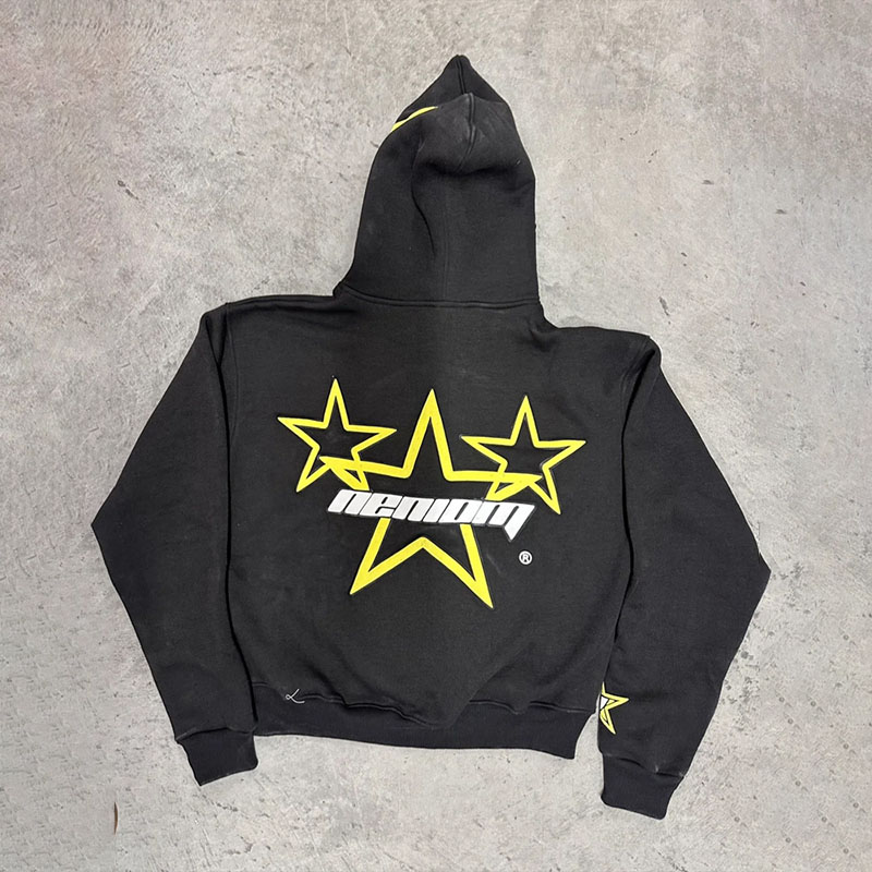 Hip Hop Star Spider Print Hoodie Set