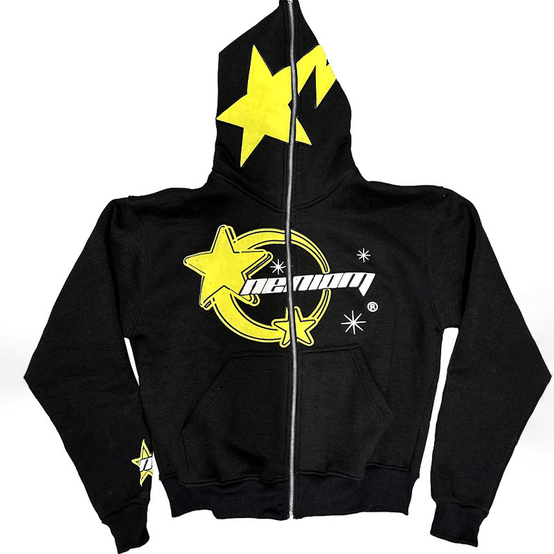 Hip Hop Star Spider Print Hoodie Set