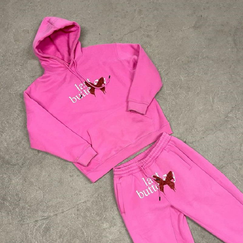 Hip Hop Butterfly Print Hoodie Set