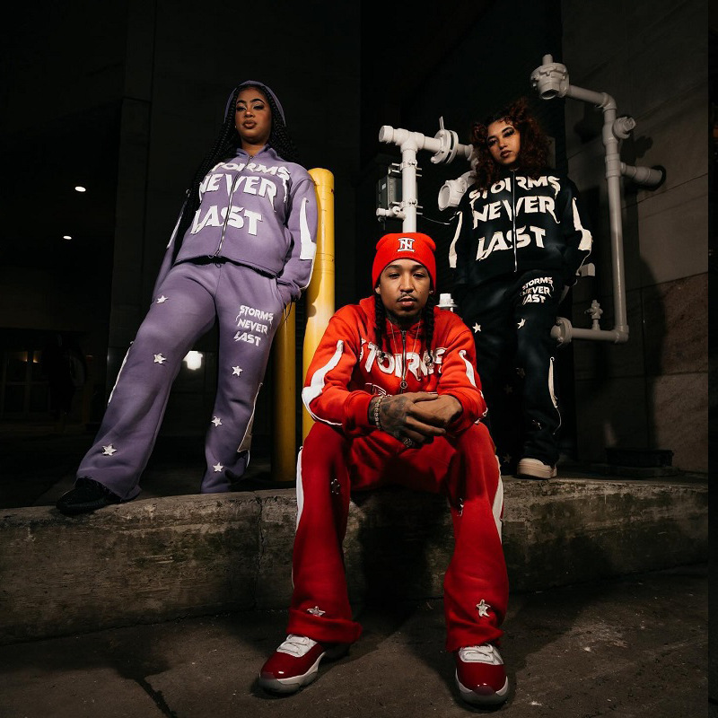 Hip Hop Personalized Applique Letter Print Hoodie Set