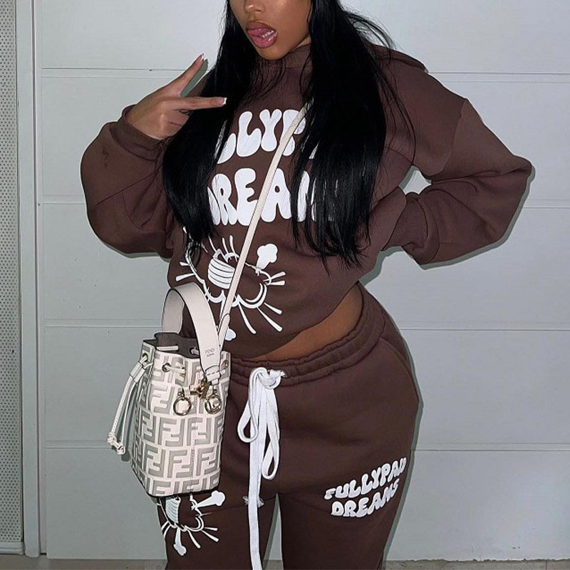 Hip Hop Print Hoodie Set