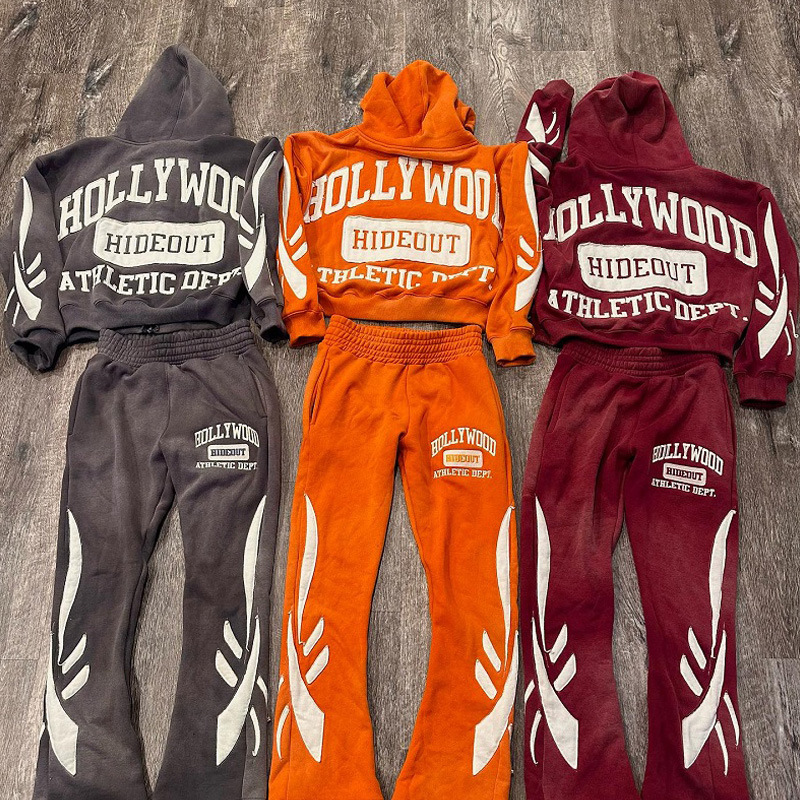 Y2K Hip Hop Letter Print Hoodie Set