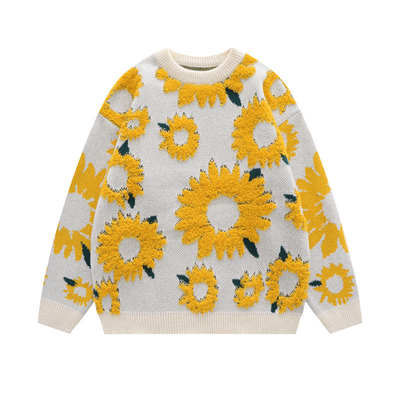 Vintage Sunflower Knit Sweater