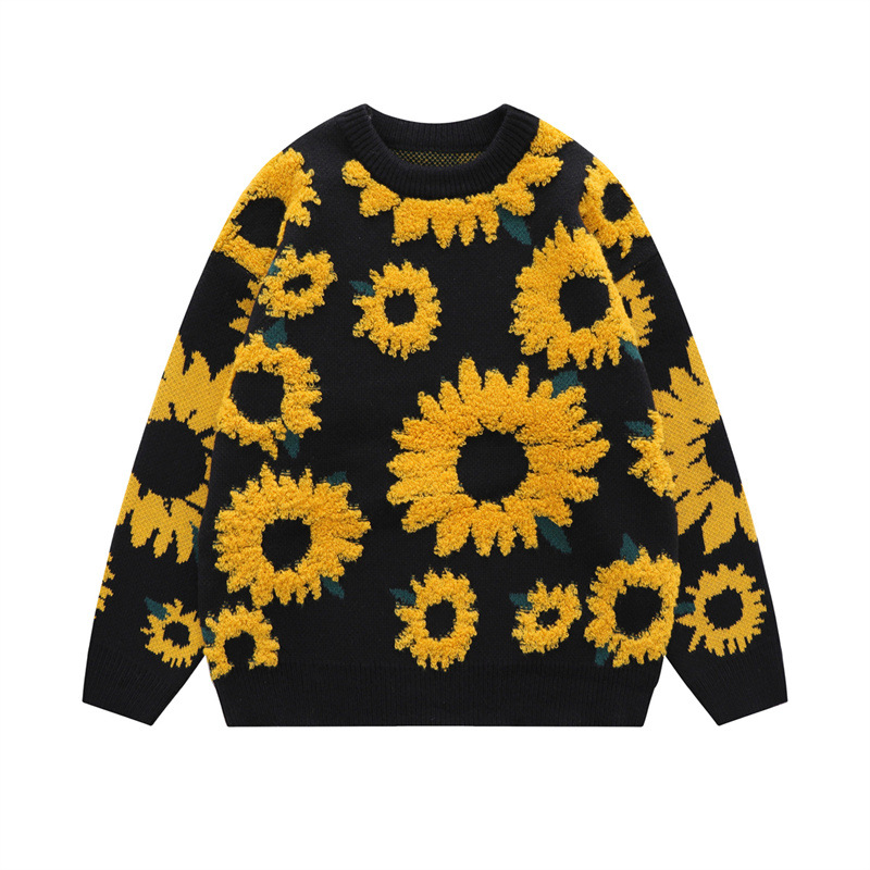 Vintage Sunflower Knit Sweater