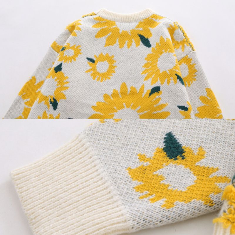 Vintage Sunflower Knit Sweater