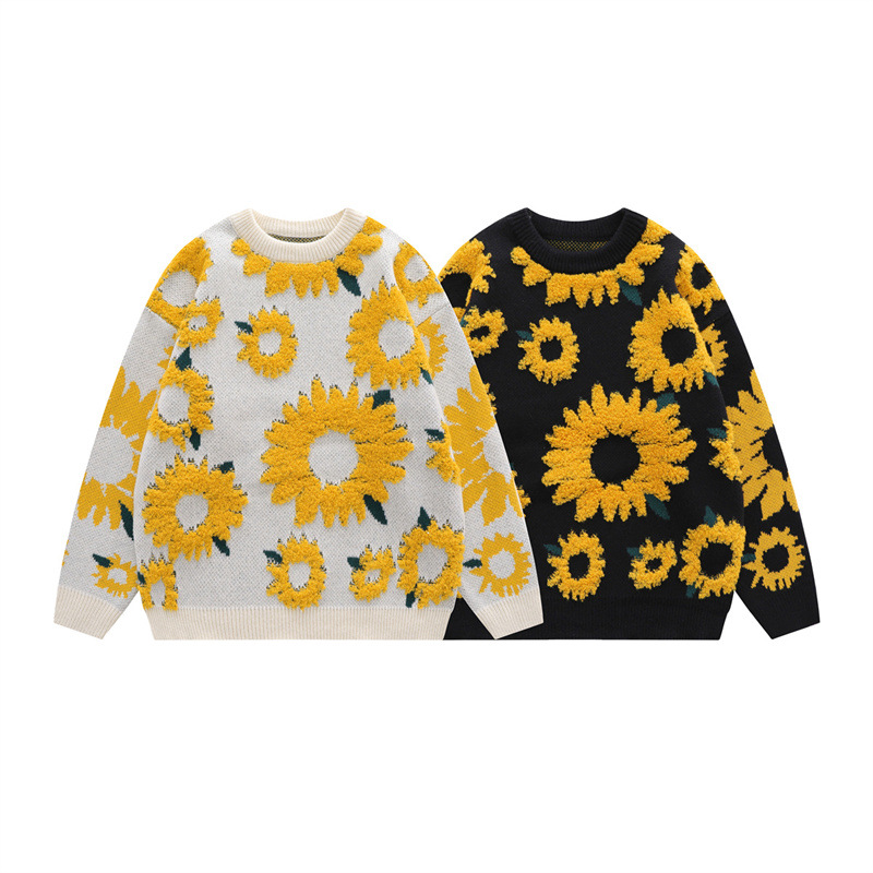 Vintage Sunflower Knit Sweater