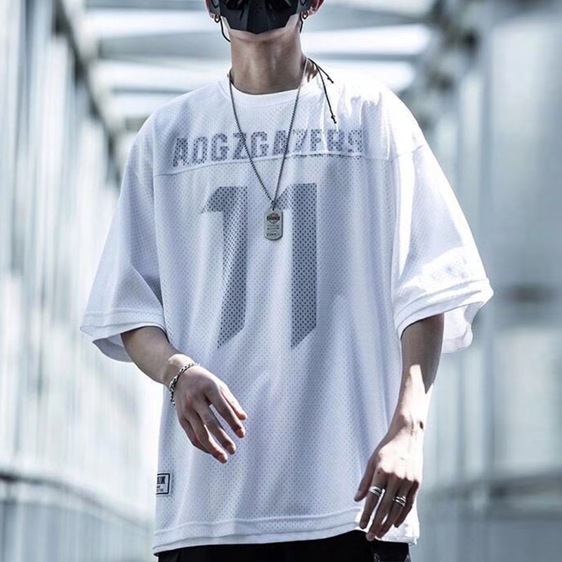 Hip Hop N'11 Printed Mesh Double Layer T-Shirt