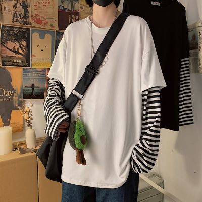 Hip Hop Striped False Two Piece Long Sleeve T-Shirt