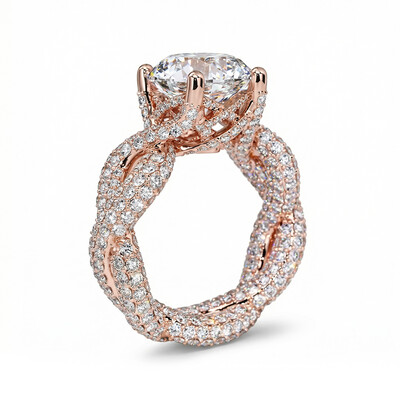 Stunning Micro Paved Twist S925 Silver Ring in Rose Gold