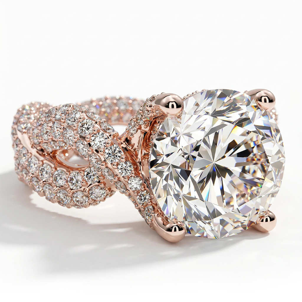 Stunning Micro Paved Twist S925 Silver Ring in Rose Gold Stunning Micro Paved Twist S925 Silver Ring in Rose Gold