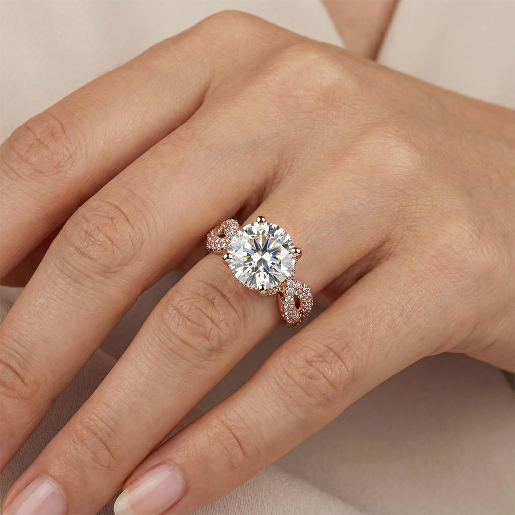 Stunning Micro Paved Twist S925 Silver Ring in Rose Gold Stunning Micro Paved Twist S925 Silver Ring in Rose Gold