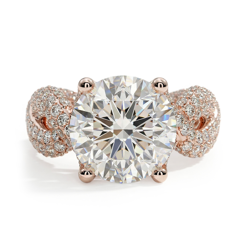 Stunning Micro Paved Twist S925 Silver Ring in Rose Gold Stunning Micro Paved Twist S925 Silver Ring in Rose Gold