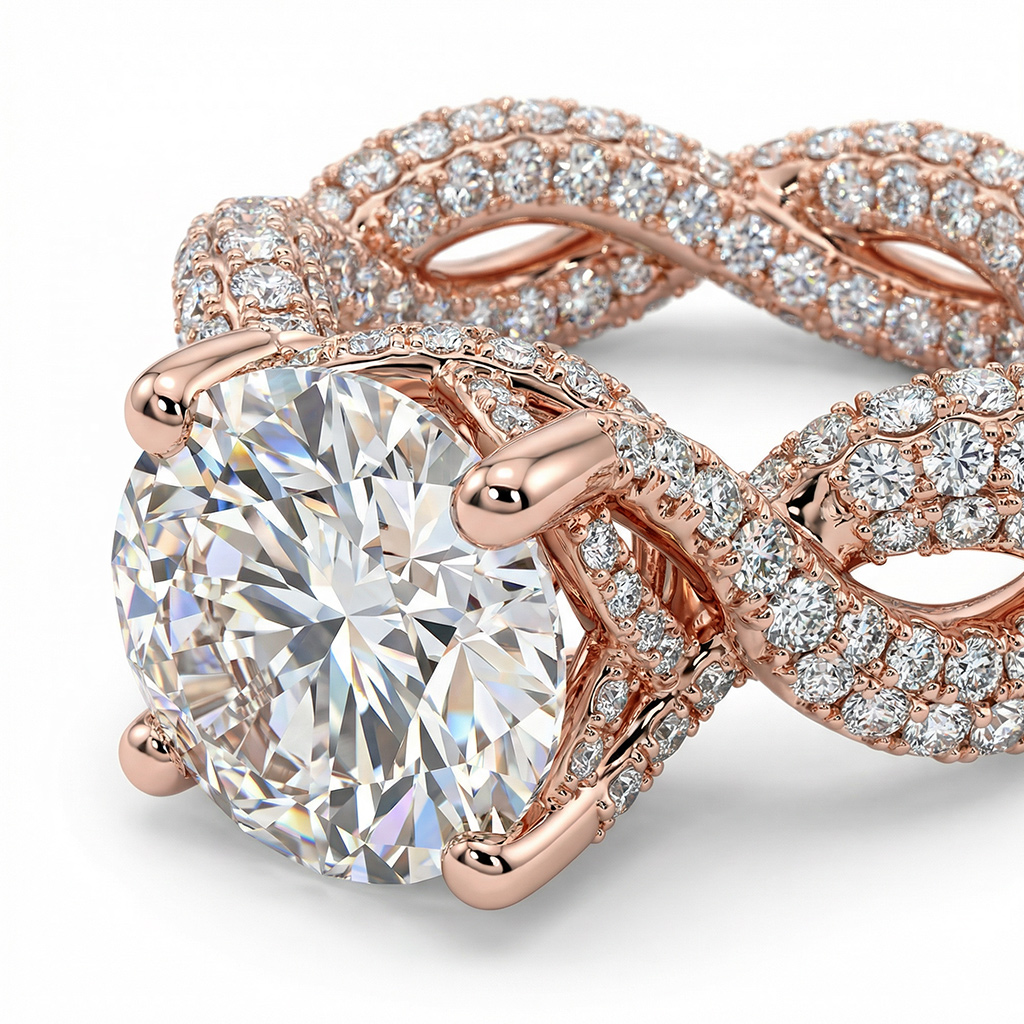 Stunning Micro Paved Twist S925 Silver Ring in Rose Gold Stunning Micro Paved Twist S925 Silver Ring in Rose Gold