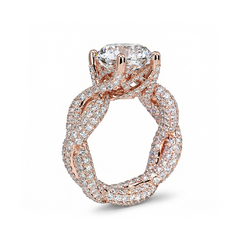 Stunning Micro Paved Twist S925 Silver Ring in Rose Gold Stunning Micro Paved Twist S925 Silver Ring in Rose Gold