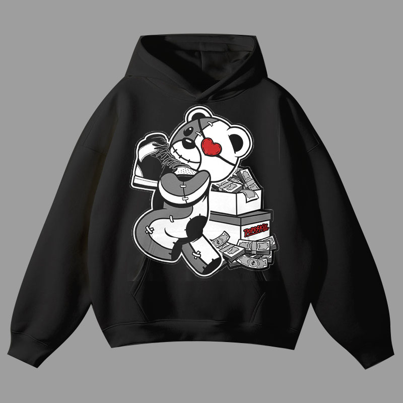 Patchy Bear Print Hoodie