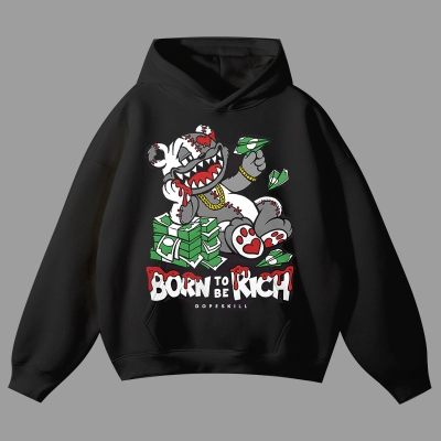 Born To Be Rich Print Hoodie