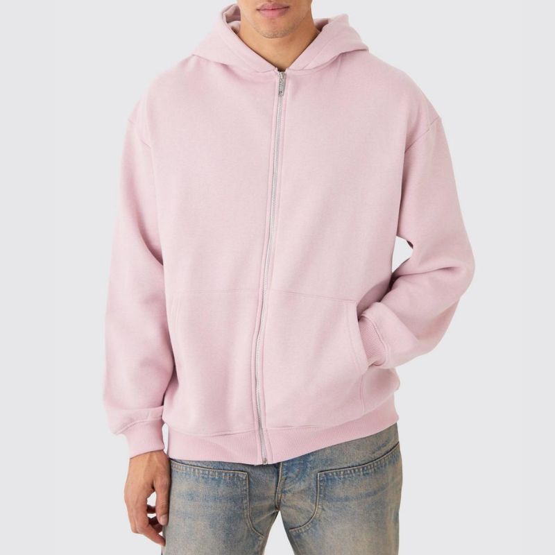 Unisex Solid Color Zip Through Hoodie